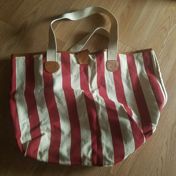 White /red stripe vintage handbag - Picture 4 of 4